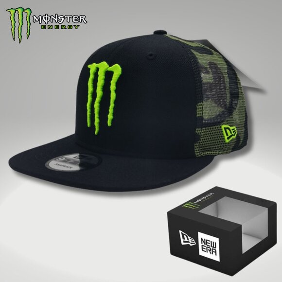 Hat Snapback New Era Black, Mesh Camo 9FIFTY Box & Sticker - Picture 1 of 5